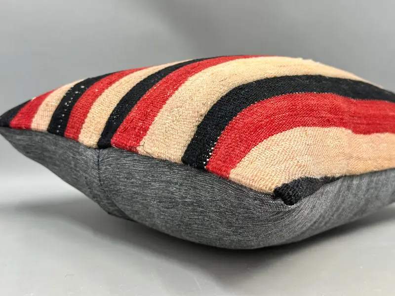 18x18 Red Pillow Case, Ethnical Kilim Rug Pillow, Pillow, Handmade Kilim Cushion, Pillow for Couch, Sofa Bolster Pillow, Sofa Bolster Cushion Cover - 6