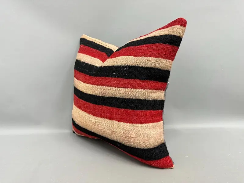 18x18 Red Pillow Case, Ethnical Kilim Rug Pillow, Pillow, Handmade Kilim Cushion, Pillow for Couch, Sofa Bolster Pillow, Sofa Bolster Cushion Cover - 3