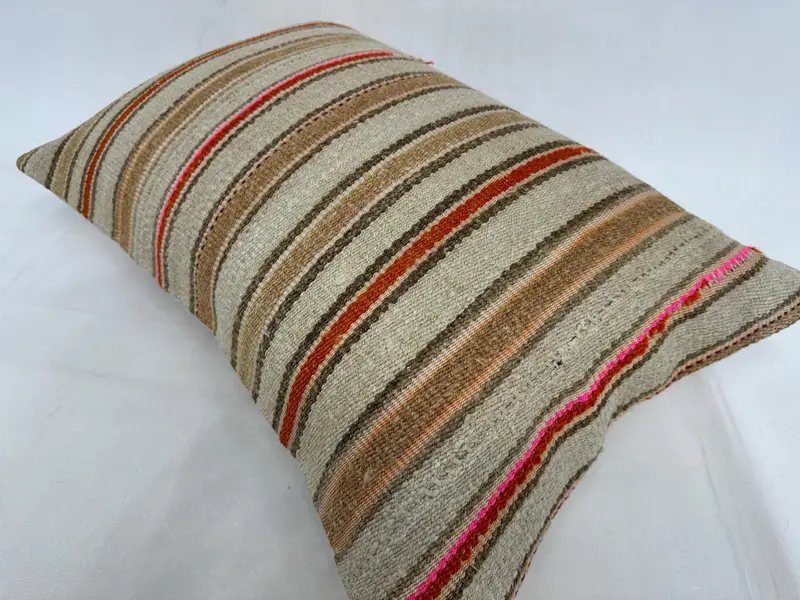 Etnik Kilim Halı Yastığı, 20x28 Bej Yastık Sahibi, Antik Yastıklar, Toss Yastığı Kapağı, Salon Atma Yastığı, El Yapımı Kilim Yastığı, Yastık - 6