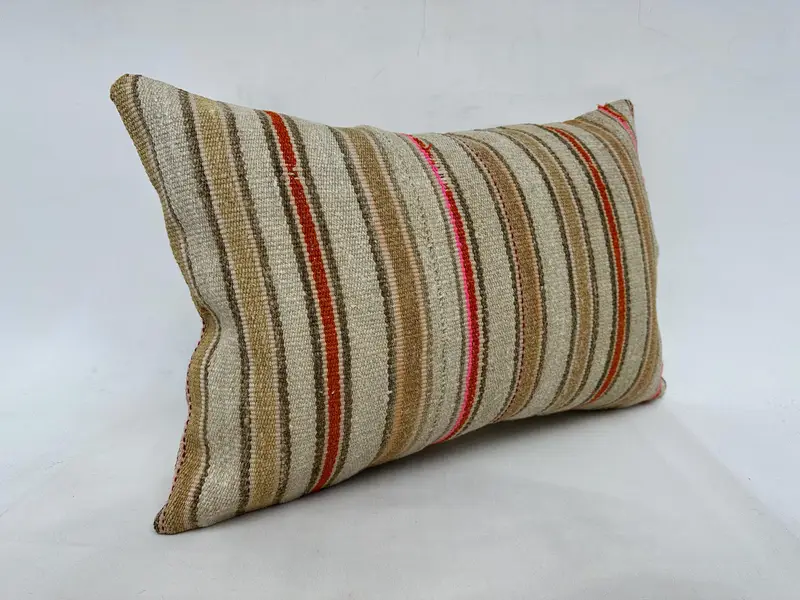Etnik Kilim Halı Yastığı, 20x28 Bej Yastık Sahibi, Antik Yastıklar, Toss Yastığı Kapağı, Salon Atma Yastığı, El Yapımı Kilim Yastığı, Yastık - 3