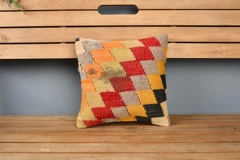 Cushion Cover, Interior Designer Pillow, Vintage Pillow, Boho Pillow, Decorative Throw Pillow Cover, 12x12 Red Cushion Case - 6