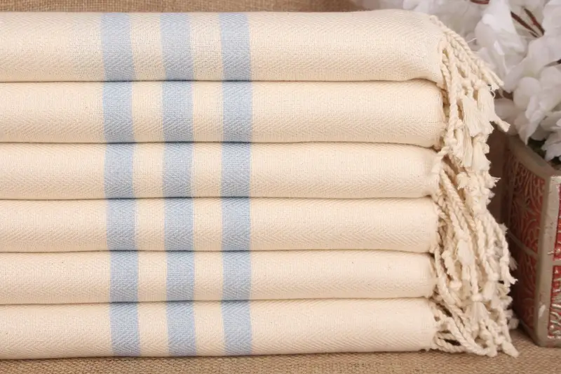 Toalla de playa personalizada de algodón turco con rayas azules, 40 x 71 pulgadas