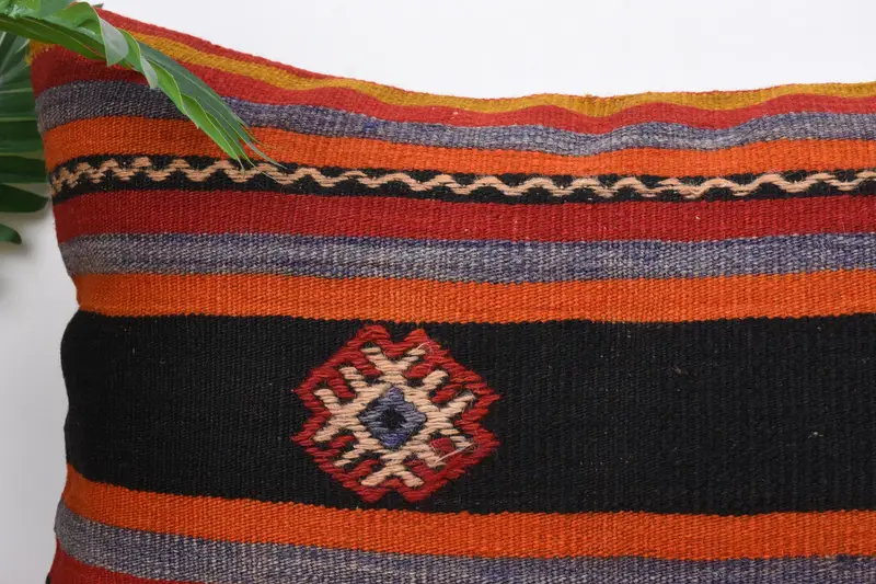Gift Pillow, Boho Pillow, Handmade Cushion Case, 16x24 Red Pillow Case, Handmade Kilim Cushion, Bolster Pillow, Cushion Cover - 2
