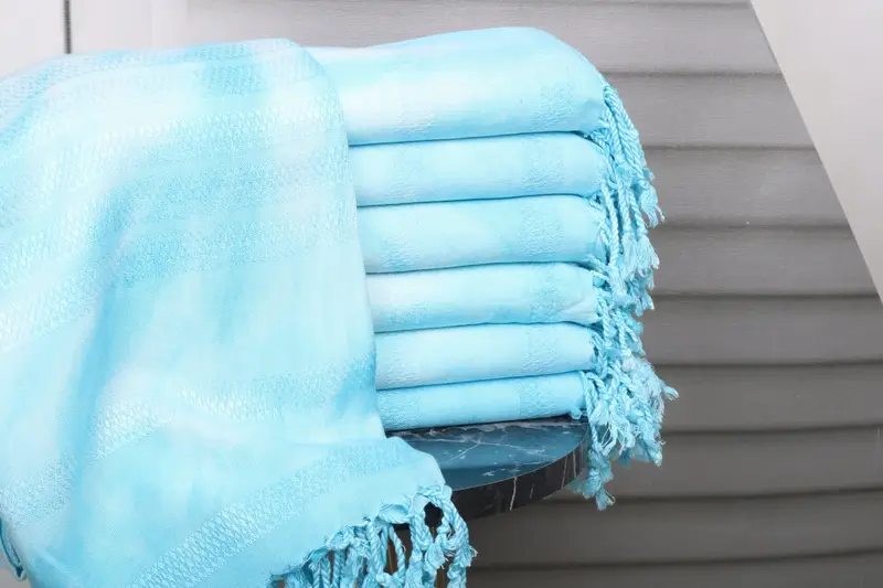 Turquoise Cotton Towel Handmade Personalized 36x67 Inches
