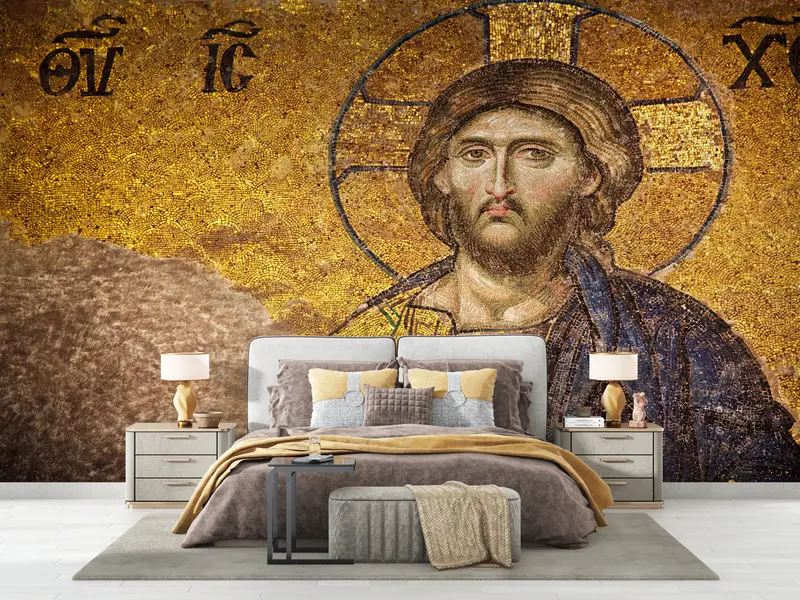 Paper Wall Art, Bright Wall Paper, Mosaic Wall Painting, Modern Mural, Jesus Christ, 3d Wall Paper, Abstract Wall Print, - 1