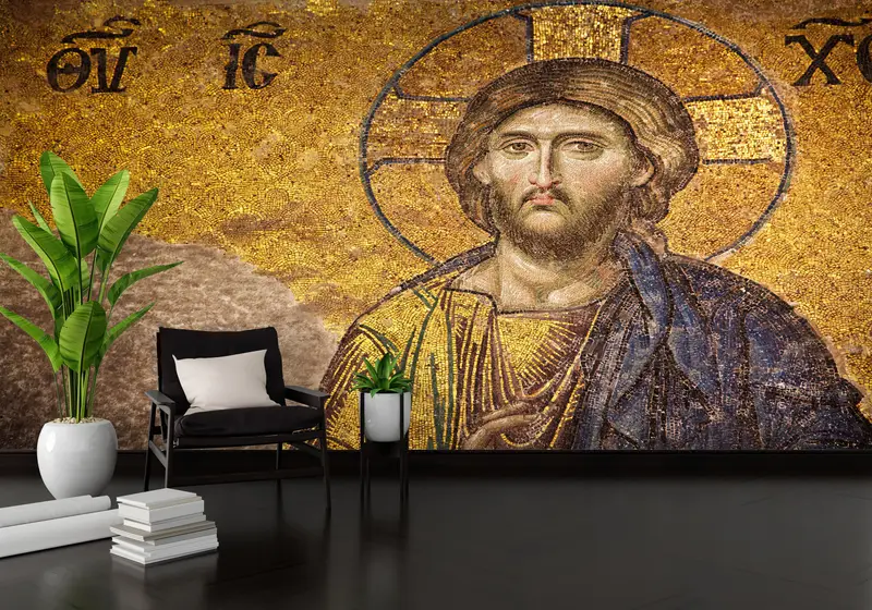 Paper Wall Art, Bright Wall Paper, Mosaic Wall Painting, Modern Mural, Jesus Christ, 3d Wall Paper, Abstract Wall Print, - 5