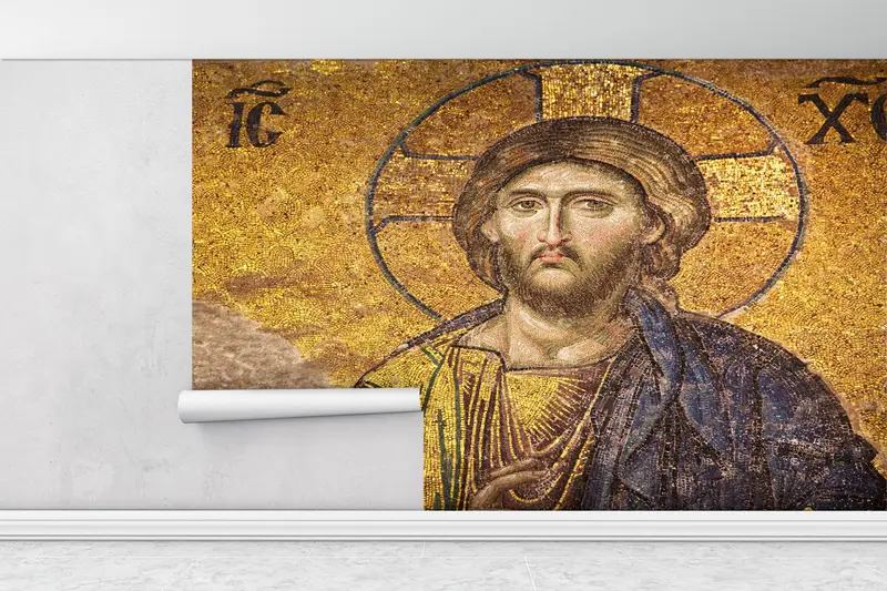 Paper Wall Art, Bright Wall Paper, Mosaic Wall Painting, Modern Mural, Jesus Christ, 3d Wall Paper, Abstract Wall Print, - 4