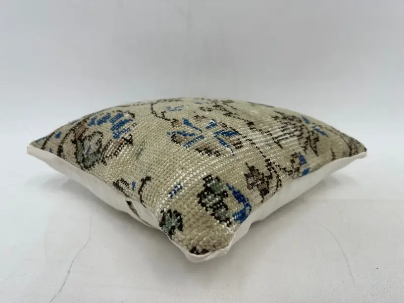 14x14 Bej Yastık Kılıfı, Yastık Kılıfı, Kanepe Yastığı, El Yapımı Halı Koltuğu Yastık Kılıfı, Kilim Yastığı, Vintage Kilim Trow Yastığı - 6