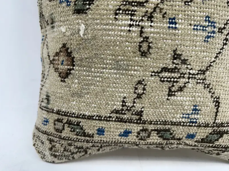 14x14 Bej Yastık Kılıfı, Yastık Kılıfı, Kanepe Yastığı, El Yapımı Halı Koltuğu Yastık Kılıfı, Kilim Yastığı, Vintage Kilim Trow Yastığı - 2