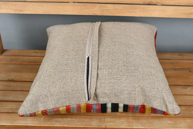 Pattern Throw Cushion Cover, 24x24 Red Pillow Case, Kilim Pillow Cover, Ethnical Kilim Rug Pillow, Handmade Kilim Cushion, Pillow Sham - 4