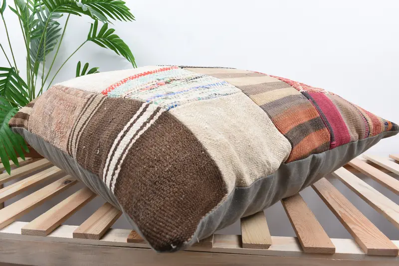 28x28 Brown Pillow Cover, Kilim Cushion Sham, Floor Cushion, Patio Pillow Cover, Natural Pillow Cover, Pillow for Sofa, Turkish Pillow, Pillow - 6