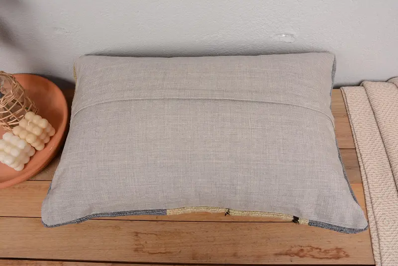 Gray & Beige Striped Decorative Pillow, 16x24 Inches Embroidered Pillow - 6