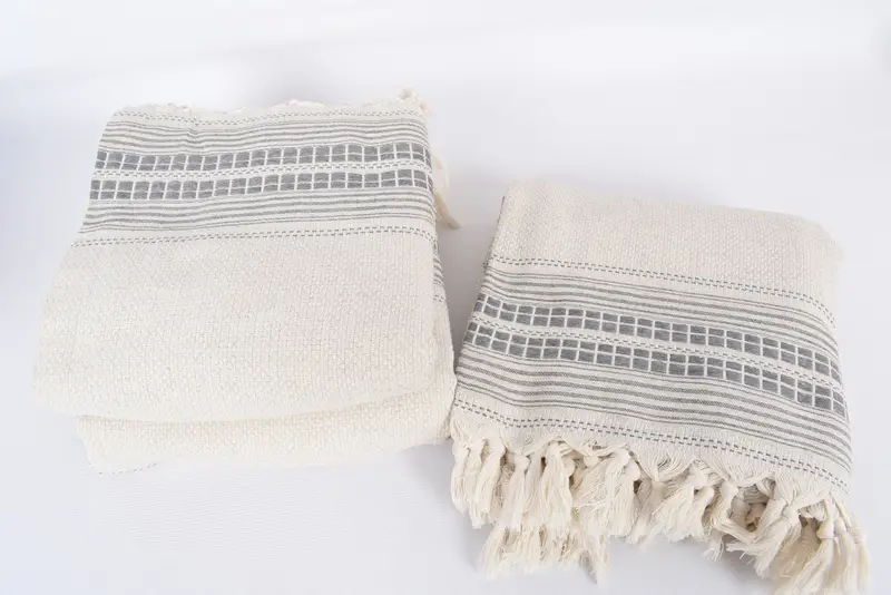 Bachelorette Gifts, Boho Throw Blankets, Wedding For Favor, Woven Throw Blanket, 96x94 Linen Striped Towel, Monogram Beach Blanket, Organic Throw - 7