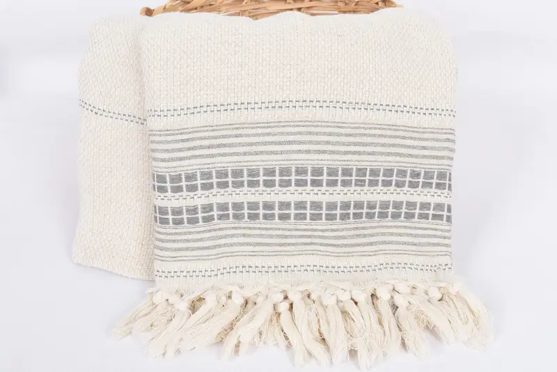 Bachelorette Gifts, Boho Throw Blankets, Wedding For Favor, Woven Throw Blanket, 96x94 Linen Striped Towel, Monogram Beach Blanket, Organic Throw - 5