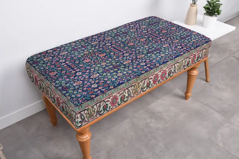 Modular Ottoman Set, Scandinavian-Style Blue & Green Ottoman