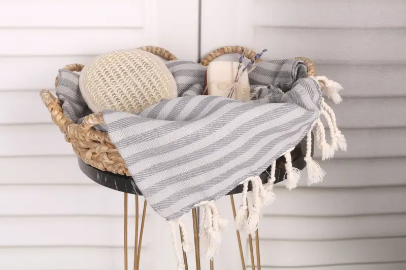 Custom Name Towel, Organic Towel, Travel Towel, Custom Wedding Gift, Sand-free towel, 70x40 Cotton Striped Towel, Personalised Gift, Hammam towel - 2