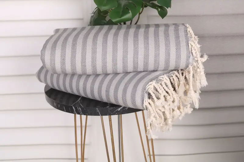Custom Name Towel, Organic Towel, Travel Towel, Custom Wedding Gift, Sand-free towel, 70x40 Cotton Striped Towel, Personalised Gift, Hammam towel - 3