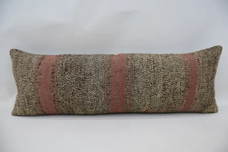 Turkish Pillow, Ottoman Cushion Cover, Boho Chic Pillow Cover, Kilim Pillow Cover, 12x36 Beige Pillow Sham, Cushion Cover, Interior Designer Pillow - 4