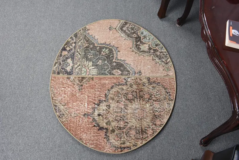 Canlı Turuncu Halı, 2,5x3 ft Botanik Tasarım