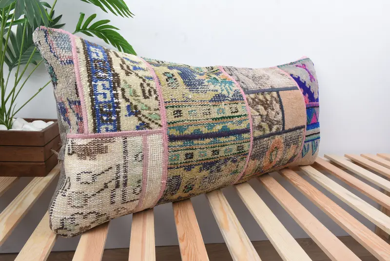Boho Pillow, Nautical Throw Pillow Sham, Pillow for Sofa, 16x36 Blue Pillow, Boho Throw Pillow, Pillow Case, Vintage Kilim Throw Pillow, Car Cushion - 4