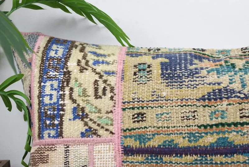 Boho Pillow, Nautical Throw Pillow Sham, Pillow for Sofa, 16x36 Blue Pillow, Boho Throw Pillow, Pillow Case, Vintage Kilim Throw Pillow, Car Cushion - 2