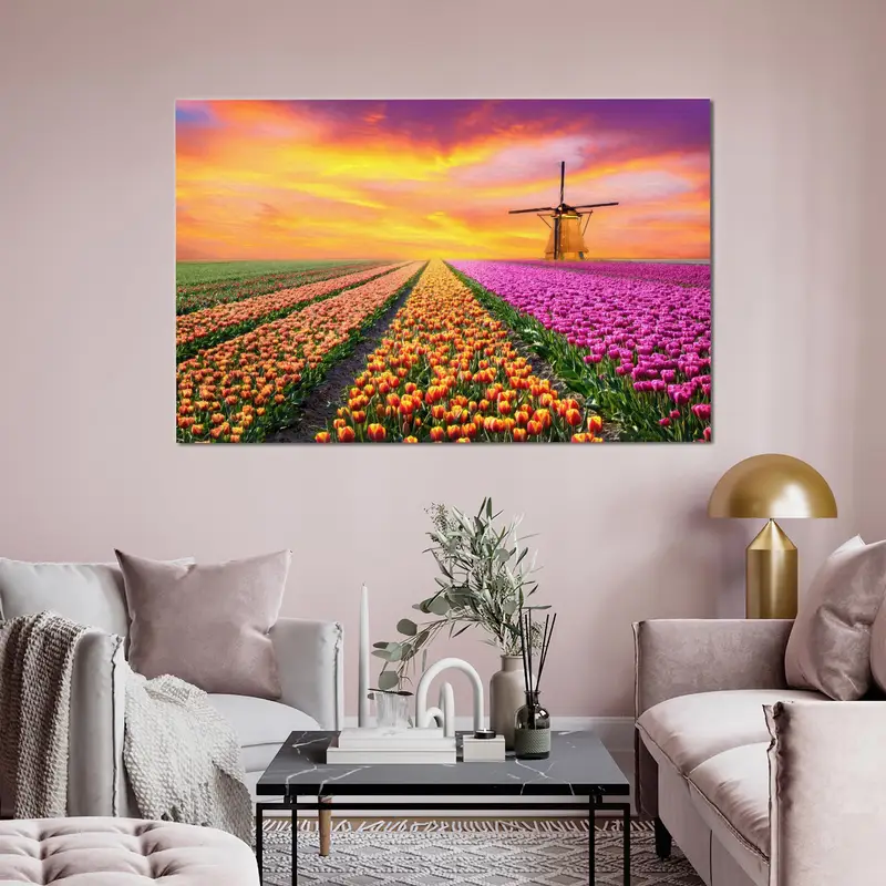 Tullips Garden Art, Colorful Wall Decor, Sunset canvas Art, Sunrise Art Decor, Farmhouse Decor, Tulip Lover Gift, Tullip Canvas, Canvas Art - 4