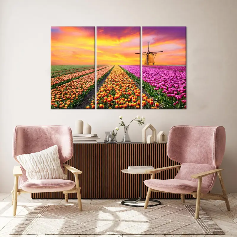 Tullips Garden Art, Colorful Wall Decor, Sunset canvas Art, Sunrise Art Decor, Farmhouse Decor, Tulip Lover Gift, Tullip Canvas, Canvas Art - 5