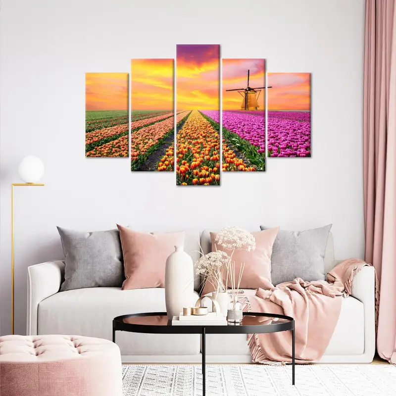 Tullips Garden Art, Colorful Wall Decor, Sunset canvas Art, Sunrise Art Decor, Farmhouse Decor, Tulip Lover Gift, Tullip Canvas, Canvas Art - 6