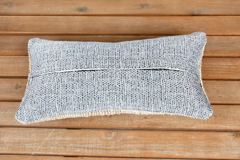 Hippie Throw Pillow Case, Throw Kilim Pillow, Kilim Pillow, Pillow Sham, Vintage Kilim Throw Pillow, 8x16 Beige Cushion Case - 5