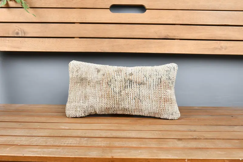 Hippie Throw Pillow Case, Throw Kilim Pillow, Kilim Pillow, Pillow Sham, Vintage Kilim Throw Pillow, 8x16 Beige Cushion Case - 6