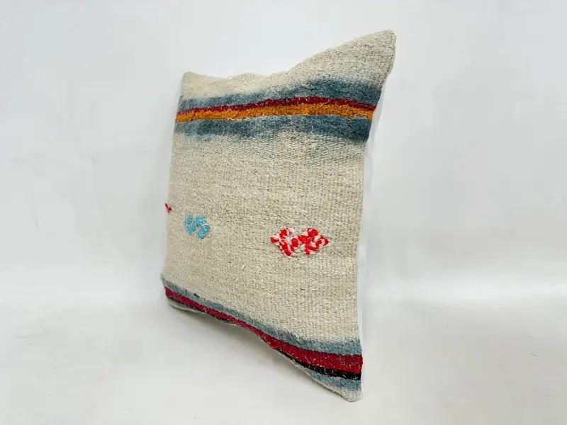 Vintage Kilim Throw Pillow, 16x16 Beige Pillow Cover, Garden Pillow Case, Home Decor Pillow, Pillow for Couch, Boho Throw Pillow Case, Pillow - 4