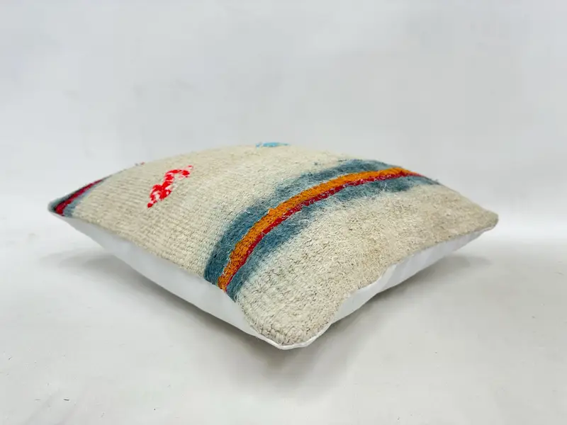 Vintage Kilim Throw Pillow, 16x16 Beige Pillow Cover, Garden Pillow Case, Home Decor Pillow, Pillow for Couch, Boho Throw Pillow Case, Pillow - 6