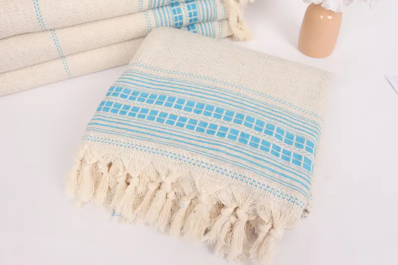 Christmas Favors, Throw Blanket Couch, Decorative Blanket, Organic Beach Blanket, Custom Blanket, Turkish Blanket Queen, 96x94 Linen Striped Towel - 5