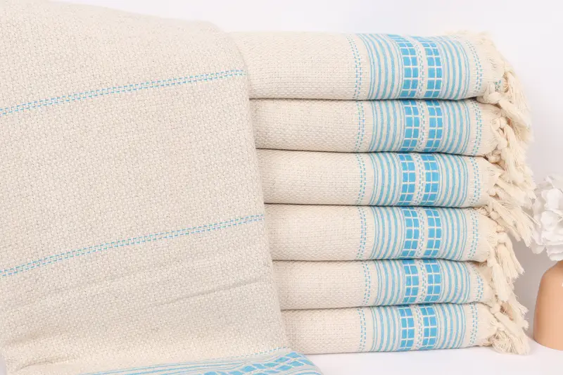 Christmas Favors, Throw Blanket Couch, Decorative Blanket, Organic Beach Blanket, Custom Blanket, Turkish Blanket Queen, 96x94 Linen Striped Towel - 1