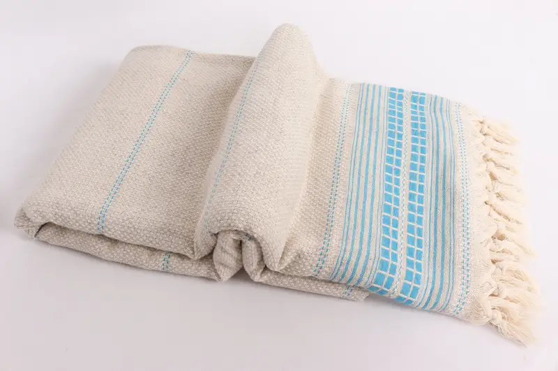 Christmas Favors, Throw Blanket Couch, Decorative Blanket, Organic Beach Blanket, Custom Blanket, Turkish Blanket Queen, 96x94 Linen Striped Towel - 6