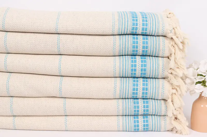 Christmas Favors, Throw Blanket Couch, Decorative Blanket, Organic Beach Blanket, Custom Blanket, Turkish Blanket Queen, 96x94 Linen Striped Towel - 3