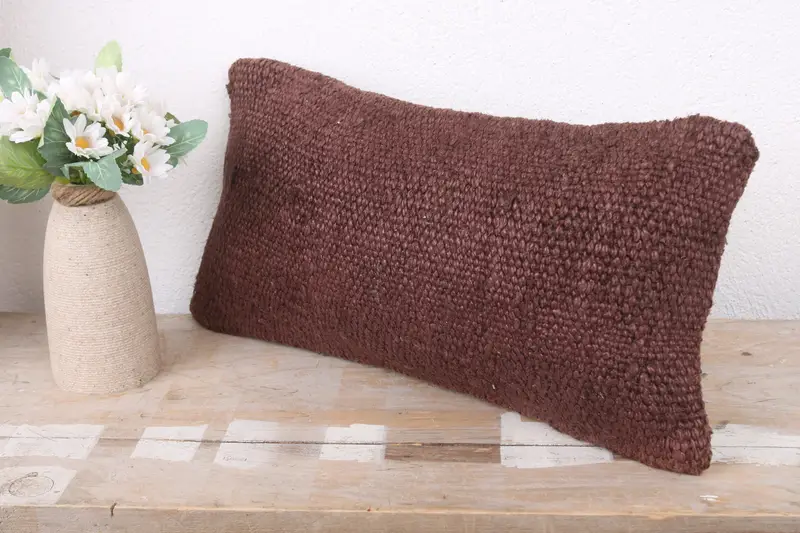 8x16 Brown Pillow Cover, Toss Pillow Cover, Patio Cushion, Handmade Kilim Cushion, Pillow Cover, Yoga Pillow Cover, Kilim Pillow Cover, Kilim Pillow - 4