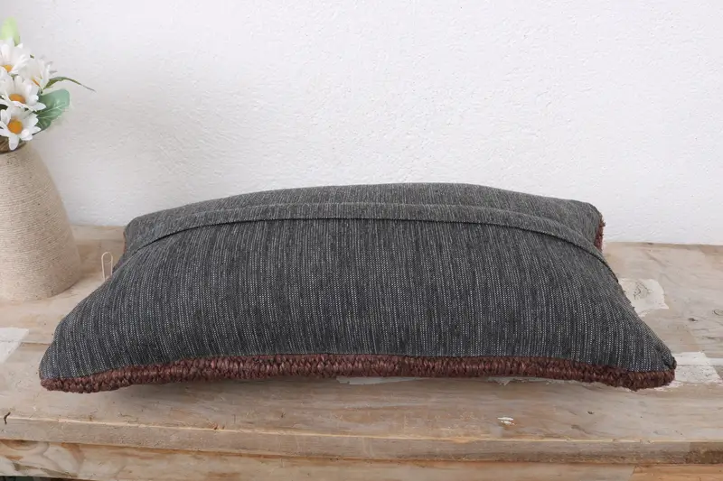 8x16 Brown Pillow Cover, Toss Pillow Cover, Patio Cushion, Handmade Kilim Cushion, Pillow Cover, Yoga Pillow Cover, Kilim Pillow Cover, Kilim Pillow - 7