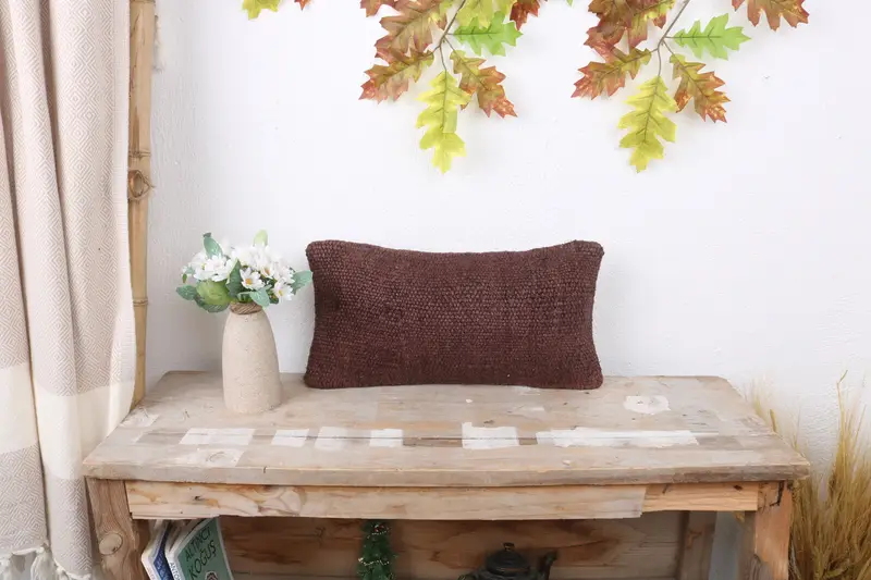 8x16 Brown Pillow Cover, Toss Pillow Cover, Patio Cushion, Handmade Kilim Cushion, Pillow Cover, Yoga Pillow Cover, Kilim Pillow Cover, Kilim Pillow - 1