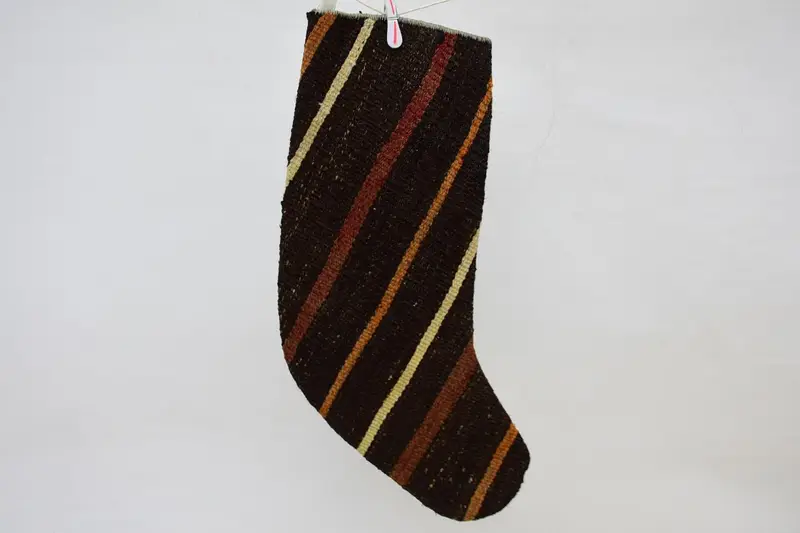 Festive Brown & Orange Ornament Stocking, 15.7 Inch Christmas Stocking