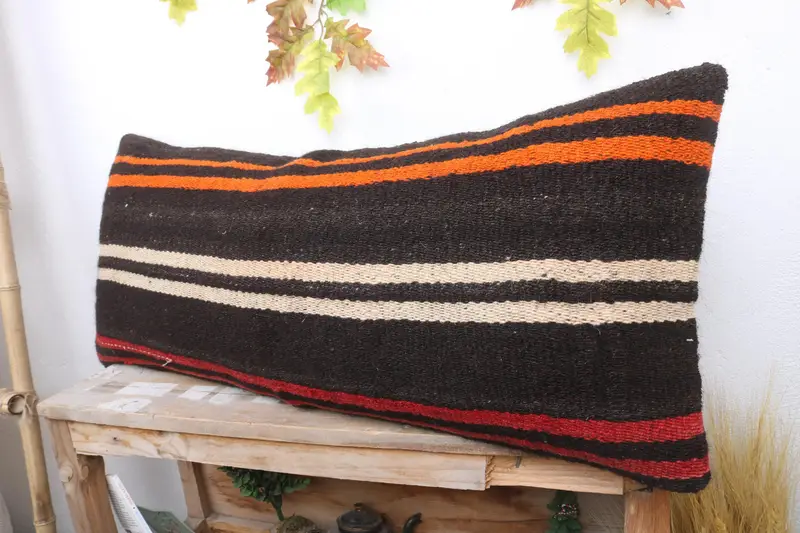 Vintage Pillow, Pillow for Sofa, Pillow, Oriental Cushion Cover, Kilim Pillow, Accent Pillow, 16x36 Brown Pillow, Ethnic Pillow Cover Pillow - 4