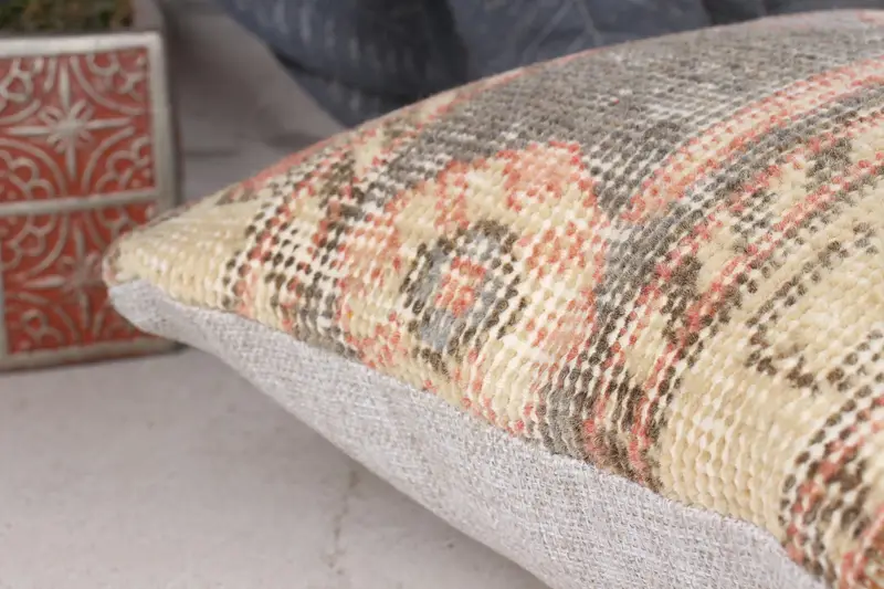 Authentic Cushion, 12x12 Beige Pillow Cover, Kilim Pillow, Vintage Kilim Pillow, Cushion Case, Decorative Bolster Pillow, Interior Designer Pillow - 7