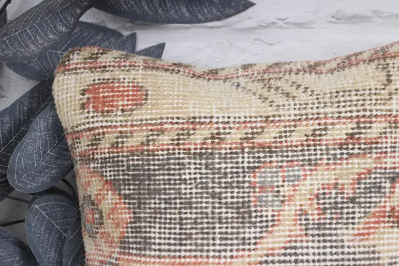 Authentic Cushion, 12x12 Beige Pillow Cover, Kilim Pillow, Vintage Kilim Pillow, Cushion Case, Decorative Bolster Pillow, Interior Designer Pillow - 2
