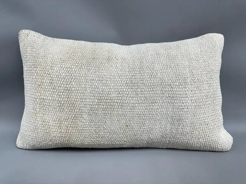 Garden Cushion Case, Vintage Pillow, Kilim Pillow, Nautical Throw Pillow Case, Pillow, 12x20 Beige Cushion, Boho Pillow Sham Cover - 4