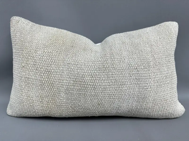 Garden Cushion Case, Vintage Pillow, Kilim Pillow, Nautical Throw Pillow Case, Pillow, 12x20 Beige Cushion, Boho Pillow Sham Cover - 1