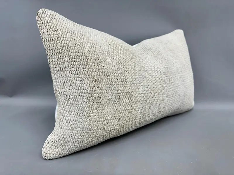 Garden Cushion Case, Vintage Pillow, Kilim Pillow, Nautical Throw Pillow Case, Pillow, 12x20 Beige Cushion, Boho Pillow Sham Cover - 2