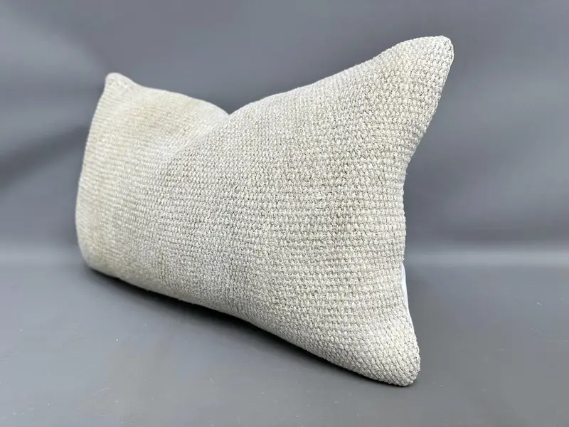 Garden Cushion Case, Vintage Pillow, Kilim Pillow, Nautical Throw Pillow Case, Pillow, 12x20 Beige Cushion, Boho Pillow Sham Cover - 3