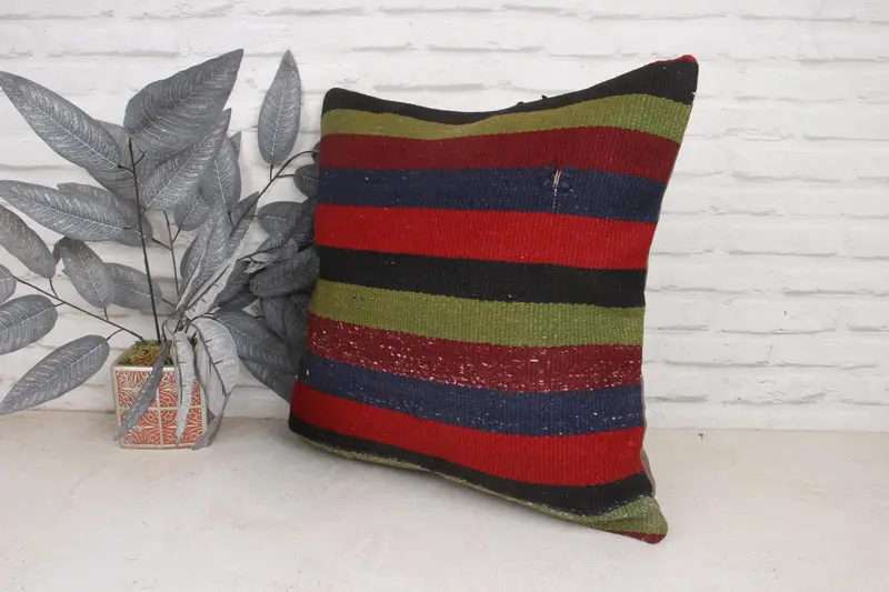Pillow Case, Retro Pillow, Vintage Pillow, Pillow for Sofa, Oriental Pillow Cover, Vintage Kilim Pillow, 20x20 Blue Pillow Case - 4