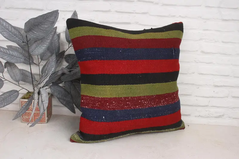 Pillow Case, Retro Pillow, Vintage Pillow, Pillow for Sofa, Oriental Pillow Cover, Vintage Kilim Pillow, 20x20 Blue Pillow Case - 3