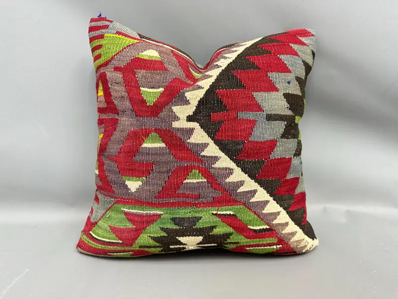 Kilim Pillow, Home Decor Pillow, Pillow, Tapestry Pillow, Garden Cushion Cover, 20x20 Red Pillow, Office Chair Cushion Case, Gift Pillow - 1